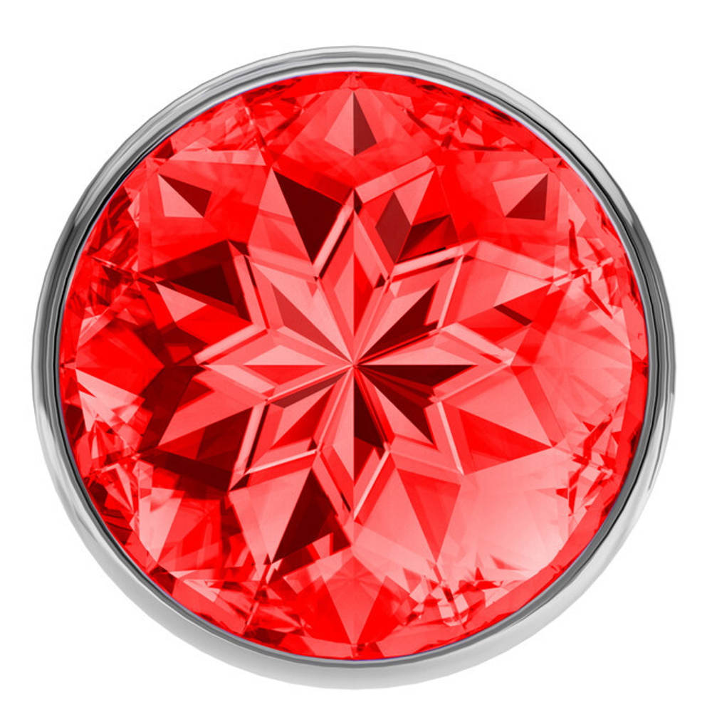 Большая серебряная металлическая пробка с рубиновым кристаллом (6,8 см) (Цвет: серебряный, красный)