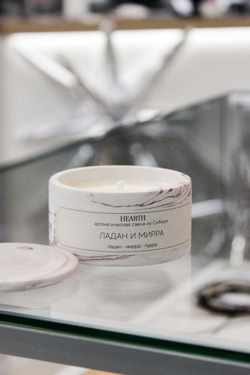 Свеча Ладан и мирра, гипс, 80 мл.