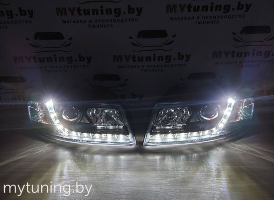 Передние фары daylight black для Audi A4 B6
