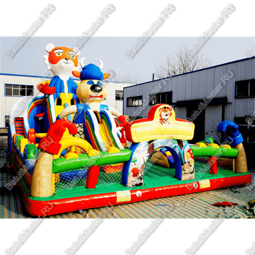 Коммерческий надувной батут "Звери на ринге" 20*10*10 м
