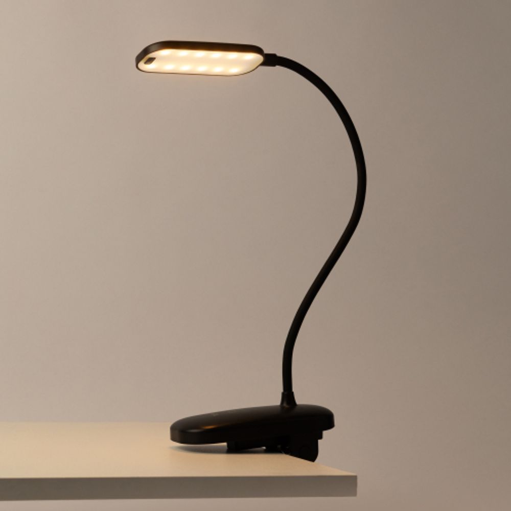 Настольный светильник ЭРА NLED-525-6W-BK светодиодный аккумуляторный на прищепке черный