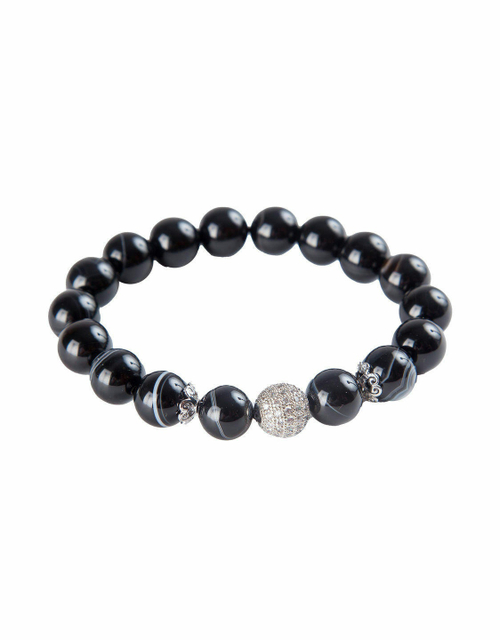 Браслет с натуральными камнями черный агат