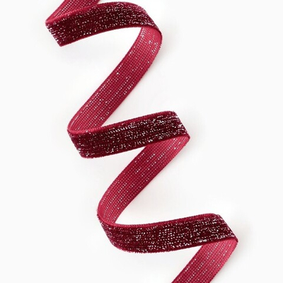 Бархатная лента с серебряным люрексом 15 мм