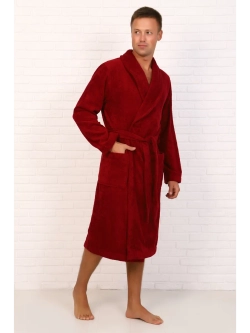 Халат мужской махровый "Элит" с воротником шалькой, цвет: 945-Бордовый