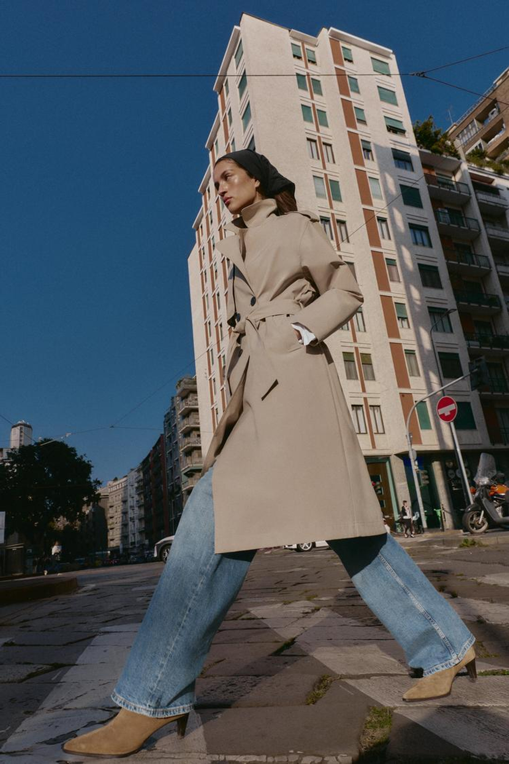 ZARA ДЛИННЫЙ ТРЕНЧ С ПОЯСОМ, РЫЖЕВАТО-КОРИЧНЕВЫЙ