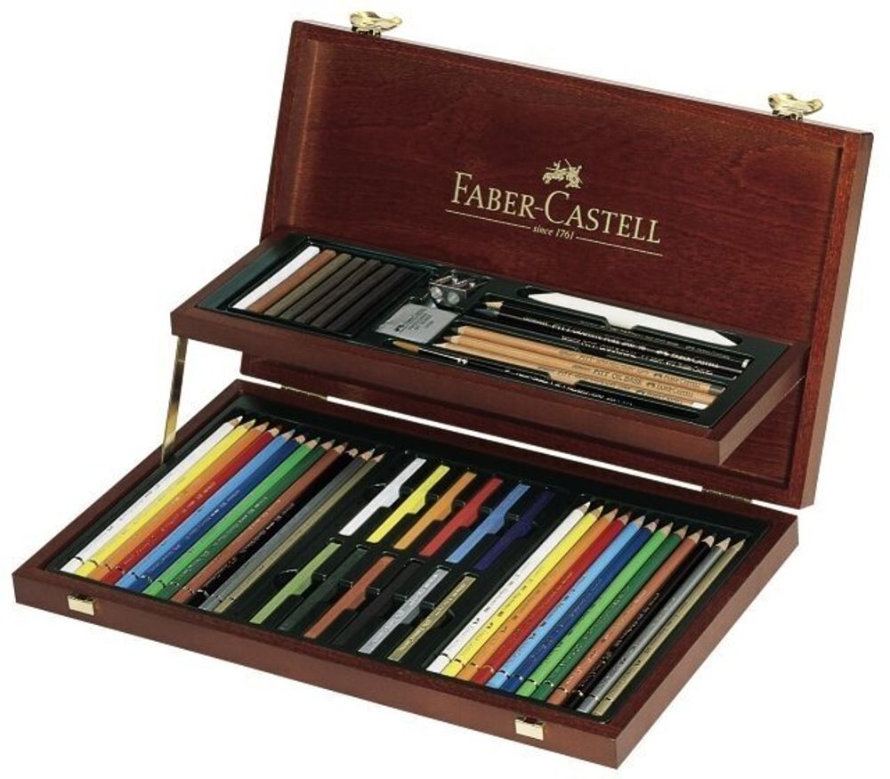 Набор художественный FABER-CASTELL "Art & Graphic Compendium", 54 предмета, деревянный ящик, 110088