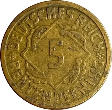 5 рентенпфеннигов 1924 Германия "E"