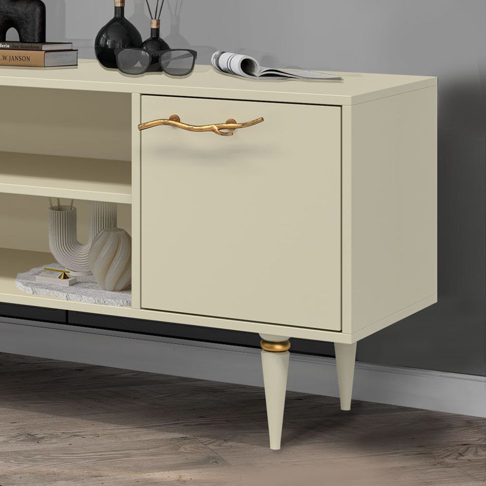 Тумба под ТВ Арт Колор matte 155см Классик Голд Серый шелк матовый