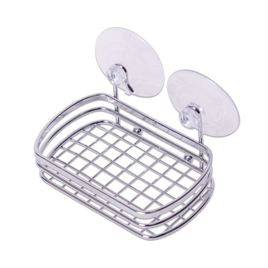 Мыльница прямоугольная хромированная на двух присосках Besser BS 0511 (13х10 см)