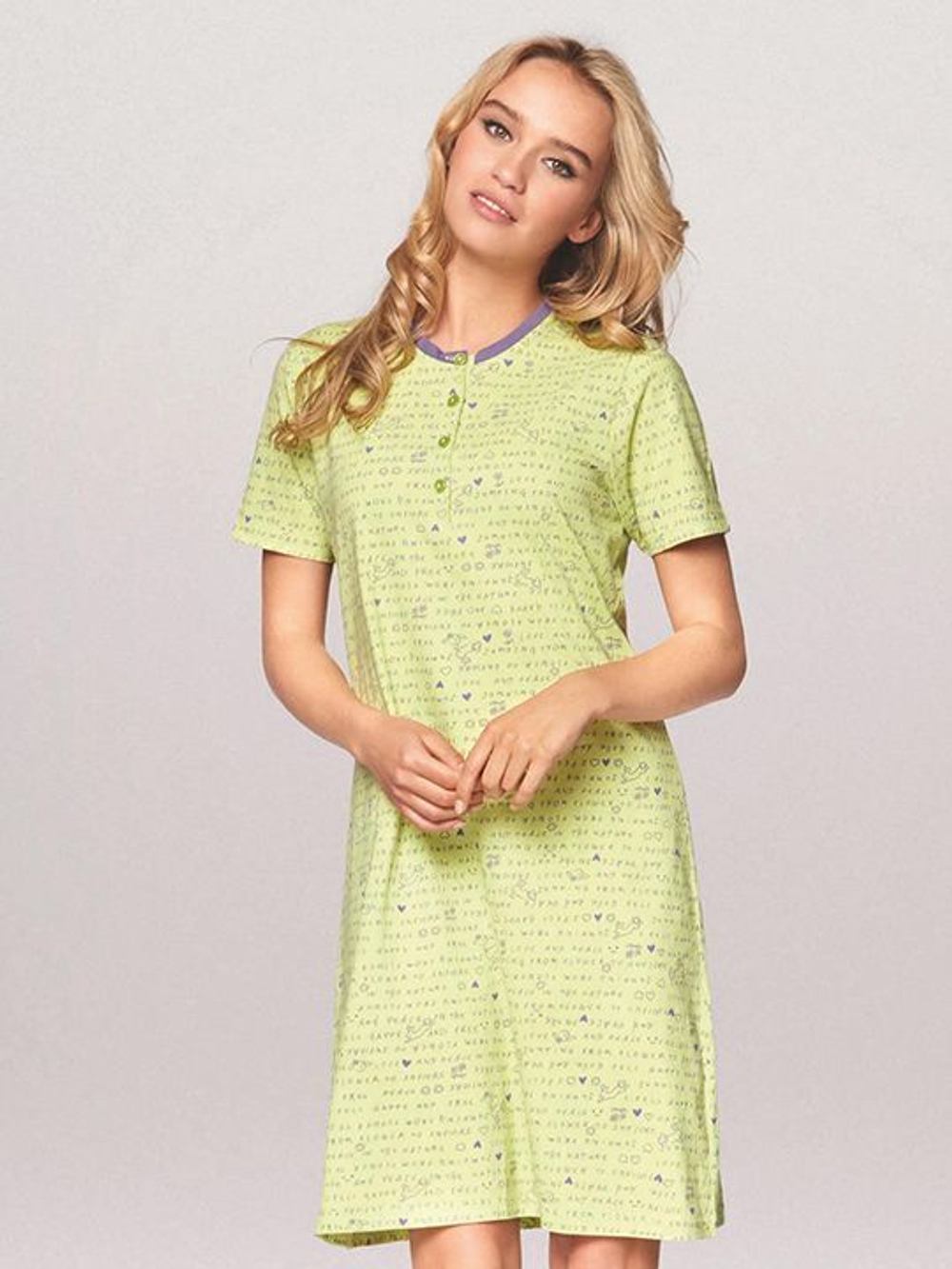 Хлопковая сорочка Drawing (Размер: M) (Цвет: лаймовый)