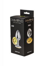 Малая серебряная металлическая пробка с желтым кристаллом, (6,5 см) (Цвет: серебряный, желтый)