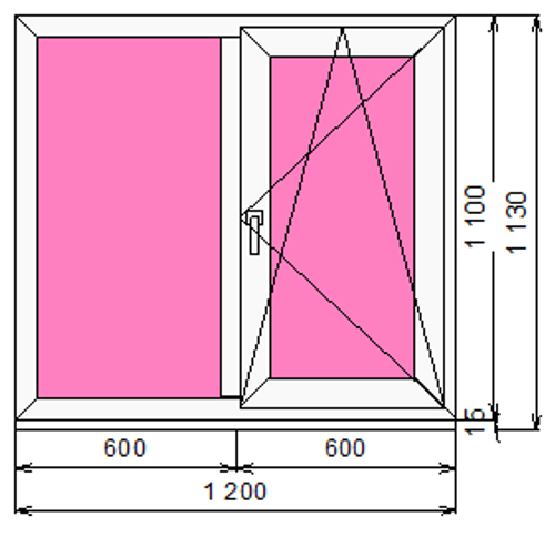 Пластиковое окно 1100 х 1200 ТермА Эко