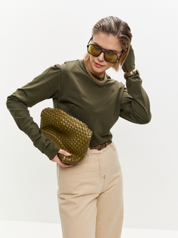 Лонгслив свободного кроя в цвете хаки