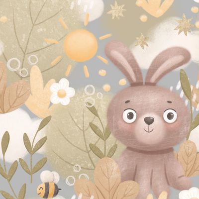 Зайки на сером фоне