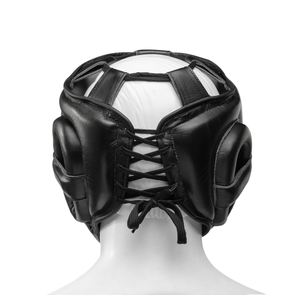 Шлем боксерский LEADERS LS с бамперной защитой BK кожа черный