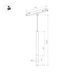 Светильник MAG-ORIENT-STICK-HANG-R20-6W Warm3000 (BK, 180 deg, 48V) (Arlight, IP20 Металл, 5 лет) 037038