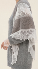 Оренбургский пуховый платок-паутинка АИ100-01/03 белый/серый