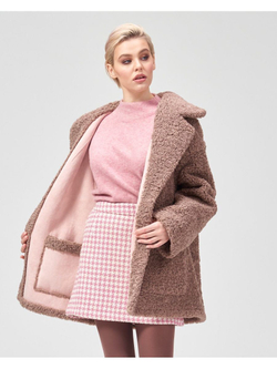 Двусторонняя дубленка из искусственного меха тедди чебурашка, SilverFox (арт. S1183-200)