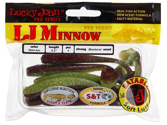 Виброхвосты съедобные LJ Pro Series MINNOW 3.3in (8,4 см), цв. T44, 7 шт.