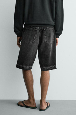 ZARA ДЖИНСОВЫЕ ШОРТЫ RELAXED FIT, УГОЛЬНЫЙ