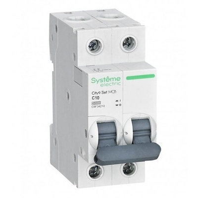 Автоматический выключатель City9 Set 10А С 2П 6кА Systeme Electric (автомат электрический) C9F36210