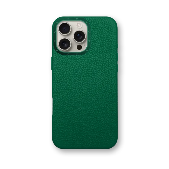 Чехол для iPhone 16 - Зернистая кожа - зелёный