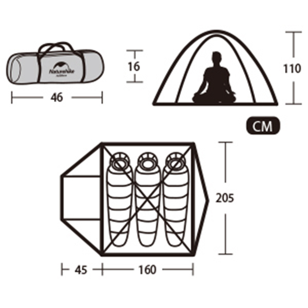 Палатка Naturehike P-Series 3 210T NH18Z033-P 210T