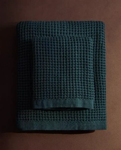 ZARA HOME ВАФЕЛЬНОЕ БАННОЕ ПОЛОТЕНЦЕ, ТЕМНО-СИНИЙ