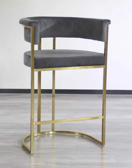 Барный стул Cuddle, бежевый велюр, латунь