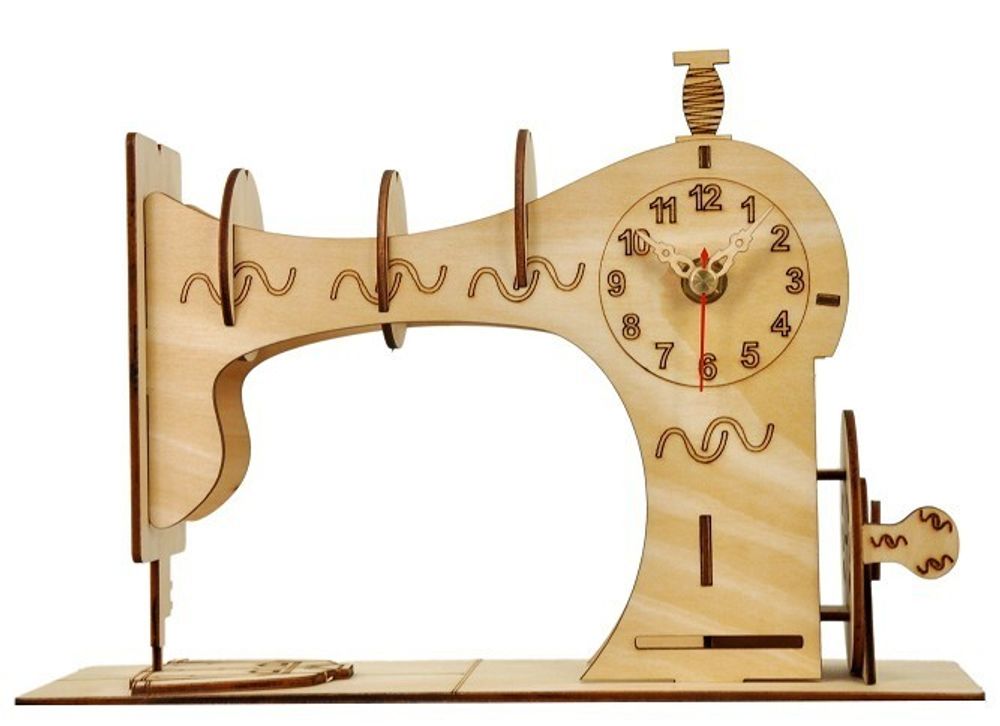 Часы конструктор из дерева &quot;Швейная машинка&quot;