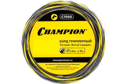 Корд триммер (леска) 2,4мм, 15м Champion витой квадрат