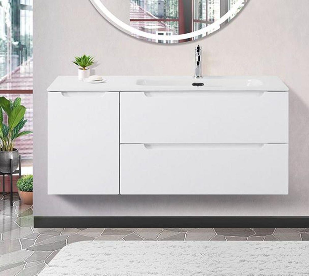 Подвесная тумба с раковиной BelBagno ETNA 120 Bianco Lucido правая, ETNA-1200-2C-1A-SO-BL-R + BB1200ETL-R