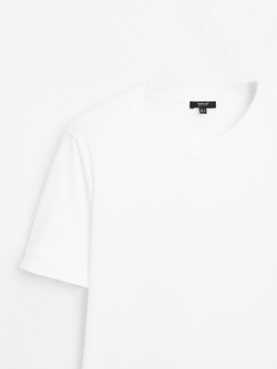 Massimo Dutti Футболка с коротким рукавом из 100% хлопка, белый