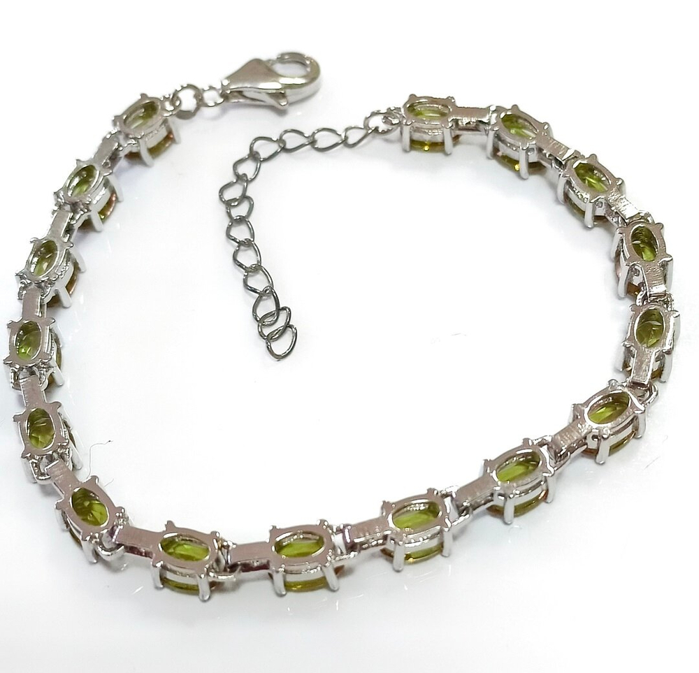 Браслет Эстерелла, родированный, султанит/циркон, серебро 925, 16см