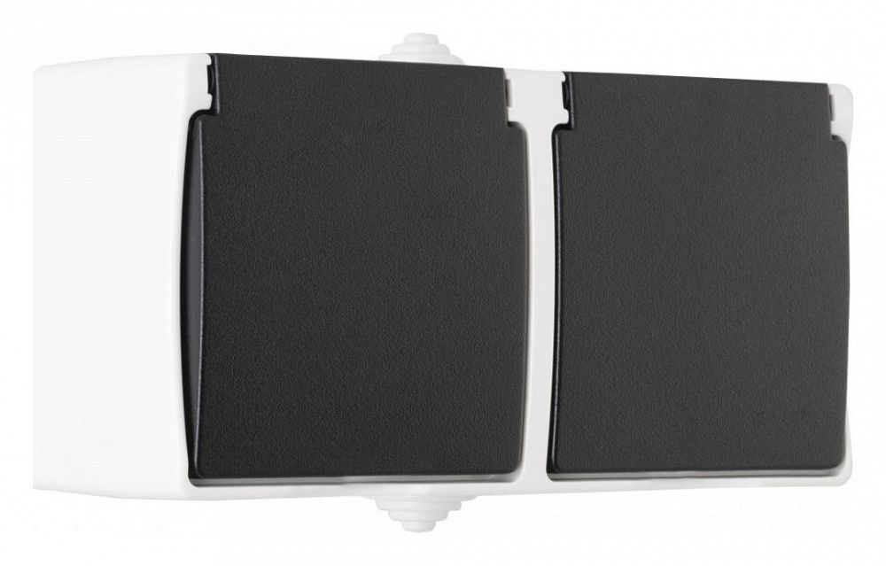 Блок с розетками влагозащищенными с заземлением и крышкой Arte Milano am-309 309.40-2.grey