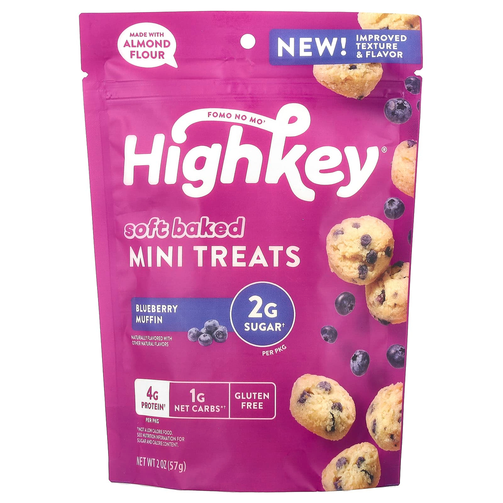 HighKey, мягкие запеченные мини-печенья, со вкусом голубики, 57 г (2 унции)