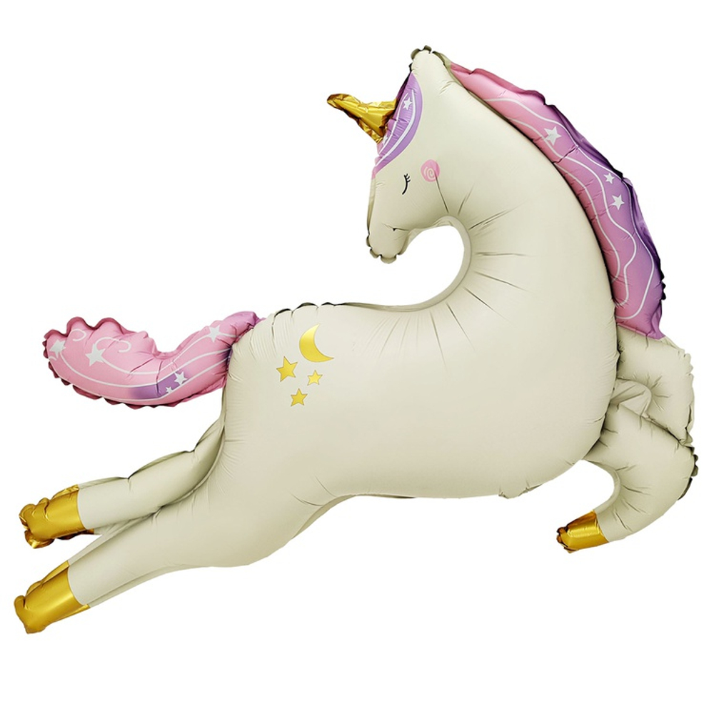 Шар Фольгированный Единорог летящий сатин (Бежевый)