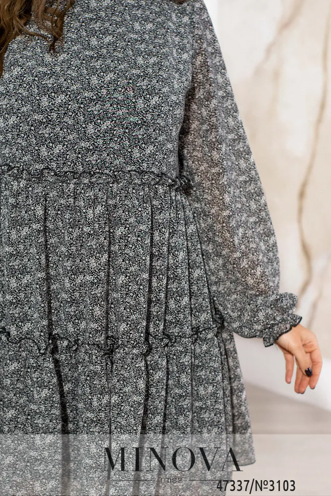 Платье 3103-черно-белый Minova