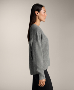 Oysho Мягкий вязаный джемпер с V-образным вырезом, серый меланж