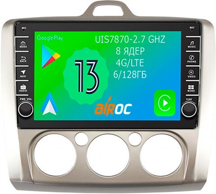 Магнитола для Ford Focus 2 2004-2011 (кондиционер) - Airoc AB-1702M (кнопки и крутилки), Android 13, TS20, 6/128Гб, SIM-слот, CarPlay