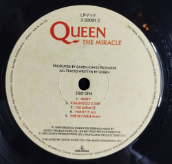 Винтажная виниловая пластинка LP Queen The Miracle (Югославия 1989)