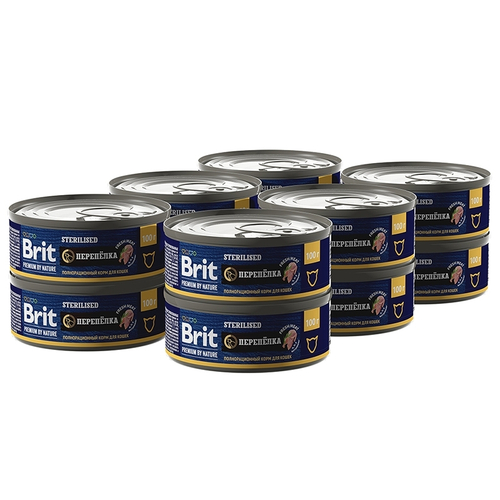 Консервы Brit Premium by Nature Sterilised для стерилизованных кошек, перепёлка, 12 шт x 100 г