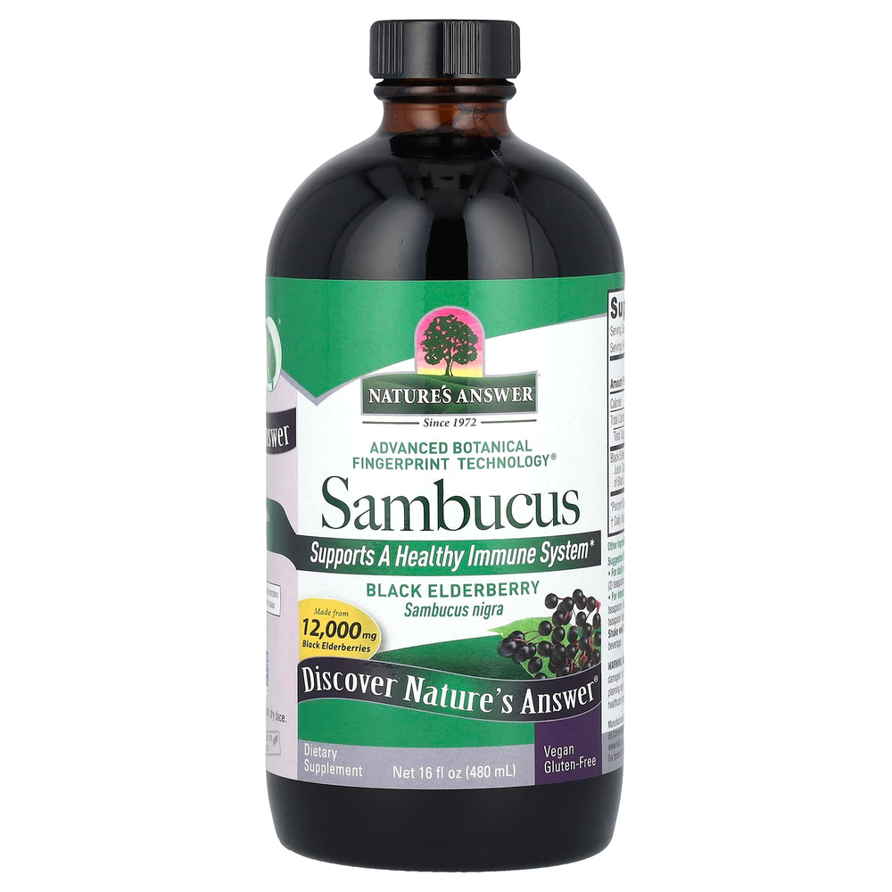 Nature's Answer, Sambucus, черная бузина, без спирта, 2500 мг, 480 мл (16 жидк. Унций)
