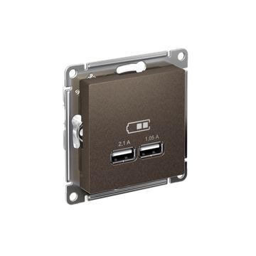 ATLASDESIGN USB РОЗЕТКА A+A, 5В/2,1А, 2х5В/1,05А, механизм, МОККО