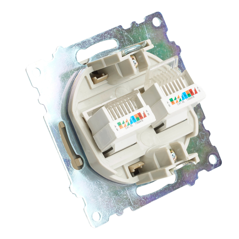 Розетка компьютерная 2-местная RJ-45 (механизм) STEKKER GLS00-7109-08, серия Катрин, золото 50009