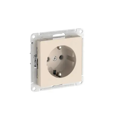 Atlas Design розетка с заземлением без шторок, 16А, мех., быстрозажим. клем., Бежевый