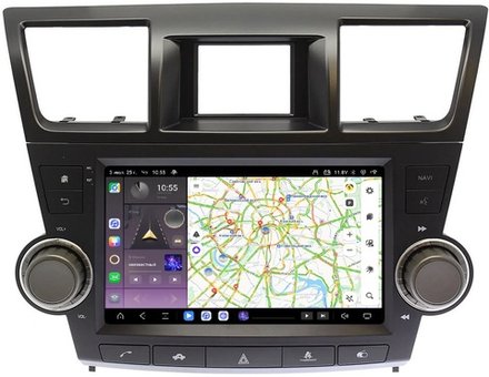 Магнитола для Toyota Highlander 2 2007-2013 XU40 - Kuberg (кнопки + крутилки) QLed, Android 13, TS20, CarPlay, SIM-слот