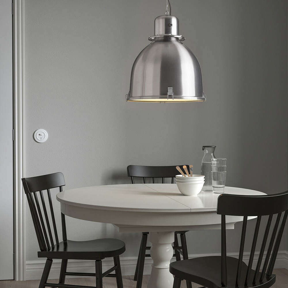 IKEA SVARTNORA  (ИКЕА СВАРТНОРА)  -  Подвесной светильник, имитация нержавеющей стали, 38 см