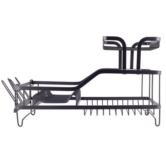 Сушилка для посуды из алюминия с поддоном Kamille KM-0750 (черная 57,5х35х27,5 см.)