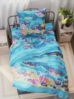 Наволочка комплект 2шт бязь Сказка "Семья Акул" 40x60 см на молнии